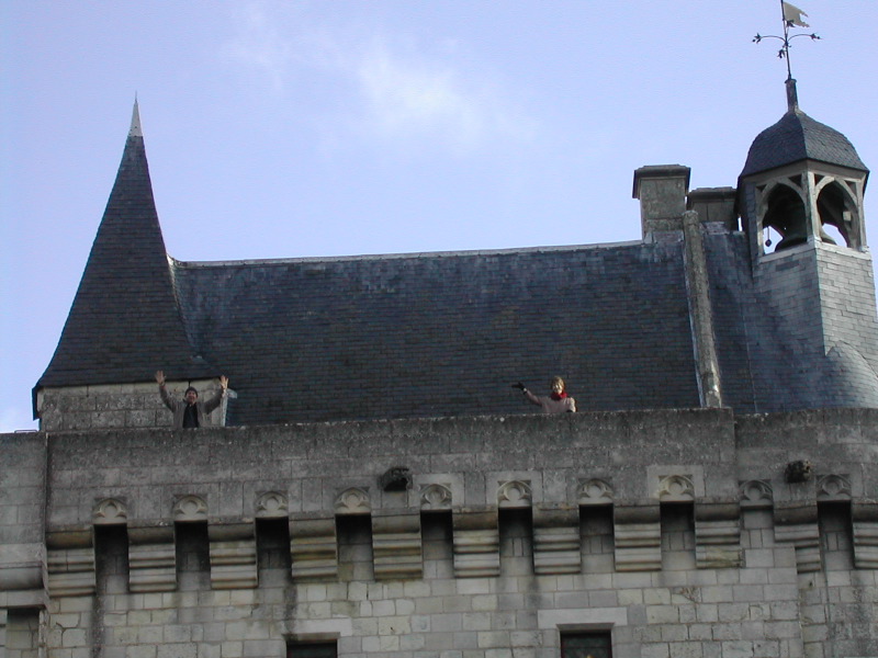 Karl and Marsha on parapet of Chinon